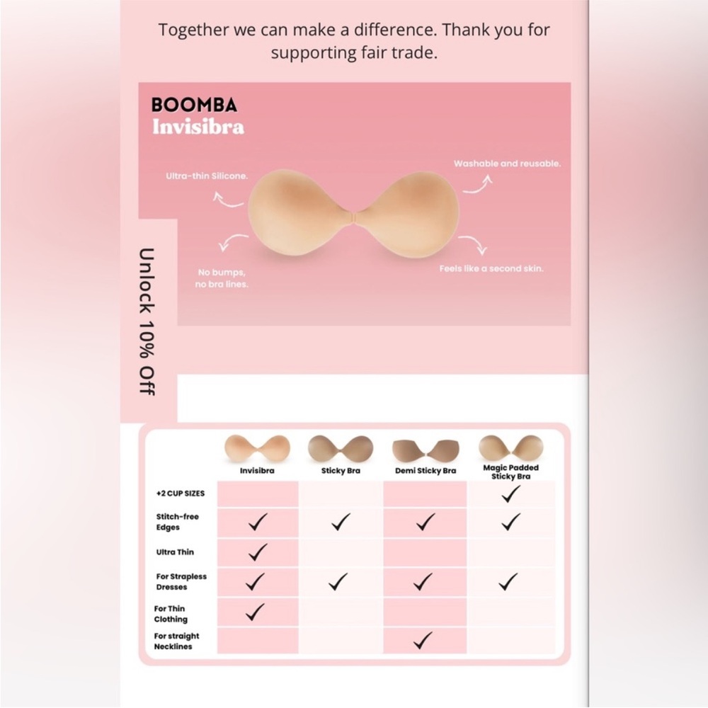 NIB BOOMBA Invisibra - Nude, Size B - Picture 2 of 9